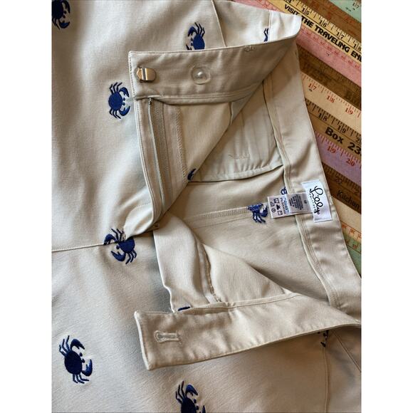 Lilly Pulitzer 12 Embroidered Crab Khaki Chino Pants Preppy Coastal Classic Crop - Picture 13 of 15